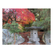 Lantern im japanischen Garten und Blätter im Herbs Fotodruck (Vorne)