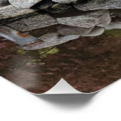 Lantern im japanischen Garten und Rote Blätter glä Poster (Ecke)