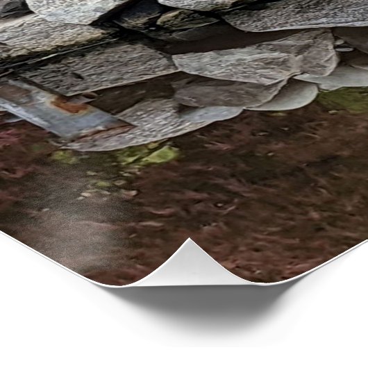 Lantern im japanischen Garten und Rote Blätter glä Poster (Ecke)