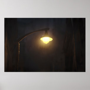 Lantern im Regen - Moody Streetlight Poster