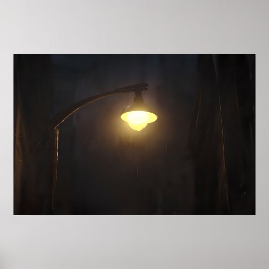 Lantern im Regen - Moody Streetlight Poster (Vorne)