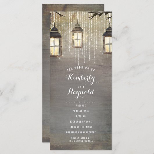 Lantern Lights Rustikale Hochzeitsprogramme Programm (Vorne/Hinten)