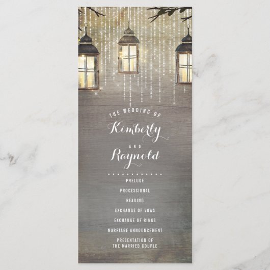 Lantern Lights Rustikale Hochzeitsprogramme Programm (Vorderseite)