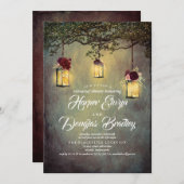 Lantern Lights Rustikale Probe Abendessen Einladung (Vorne/Hinten)