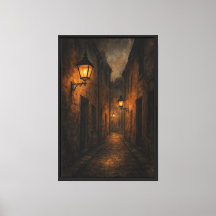 Lantern-Lit-Allee in Kohle und Wasserfarbe