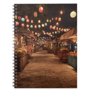 Lantern-Lit Night Market Street Scene Notizblock