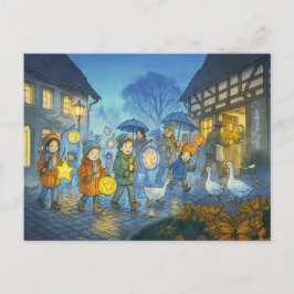 Lantern Parade für den St. Martins Day Feiertagspostkarte