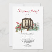 Lantern Pine Berries Weihnachtsfest Party Einladung (Vorderseite)