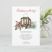 Lantern Pine Berries Weihnachtsfest Party Einladung (Stehend Vorderseite)
