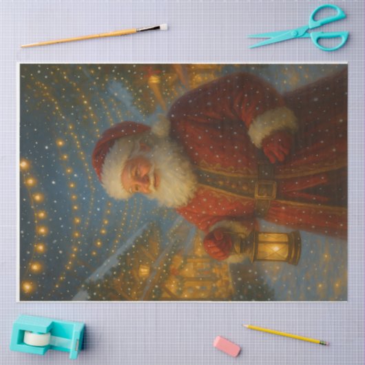 Lantern Santa Christmas Decoupage Seidenpapier (Basteln)