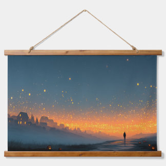 Lantern Sky – Magical Halloween Night Wall Poster Wandteppich Mit Holzrahmen