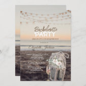 Lantern, Streichlichter, Blume Glasbachelorette Einladung (Vorne/Hinten)