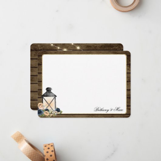 Lantern und Blume Rustikal Dankeschön Karte (Vorderseite/Rückseite Beispiel)