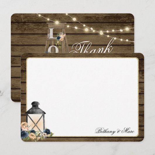 Lantern und Blume Rustikal Dankeschön Karte (Vorne/Hinten)