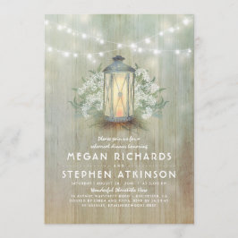 Lantern und Gipskraut Rustikale Probe Abendessen Einladung