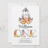 Lantern Wasserfarbe Herbst erster Geburtstag Einladung (Vorderseite)