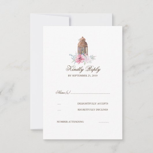 Lantern Wedding RSVP Karte (Vorderseite)