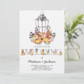 Lantern Wedding Watercolor Autumn Einladung (Stehend Vorderseite)