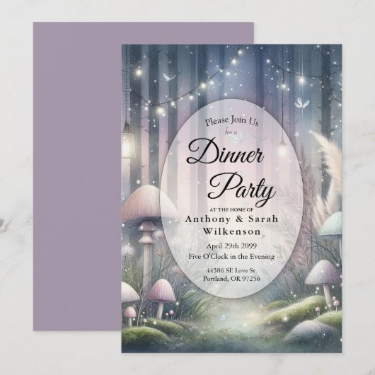 Lanternlight Dreams Bezauberndes Forest Dinner Par Einladung (Vorne/Hinten)