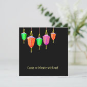 Lanterns ändern - Jede bkgd Farbe Einladung (Stehend Vorderseite)