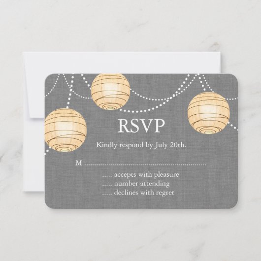Lanterns auf Gray Burlap UAWG 2 RSVP Karte (Vorderseite)
