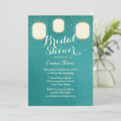 Lanterns Brautparty Modernes Aquamarines Grün Einladung (Stehend Vorderseite)