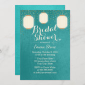 Lanterns Brautparty Modernes Aquamarines Grün Einladung (Vorne/Hinten)