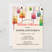 Lanterns Cherry Tree Birds Floral Brautparty Einladung (Rückseite)