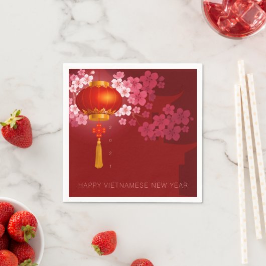 Lanterns Hao Dao Happy Vietnamese New Year PPN Serviette (Beispiel)