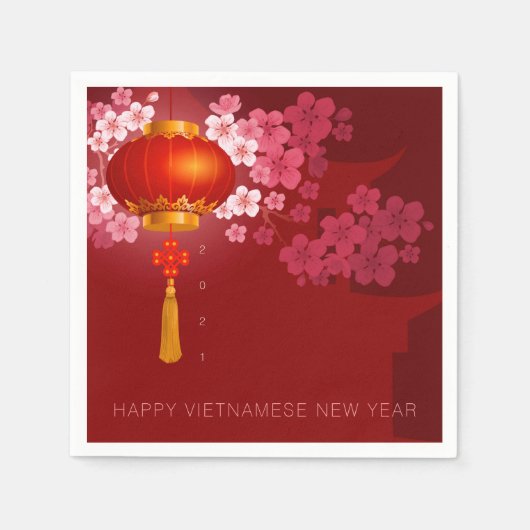 Lanterns Hao Dao Happy Vietnamese New Year PPN Serviette (Vorderseite)