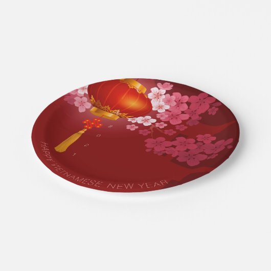 Lanterns Hao Dao Happy Vietnamy New Year PPP Pappteller (Schrägansicht)