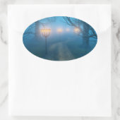 Lanterns in den Nebelaufklebern Ovaler Aufkleber (Tasche)