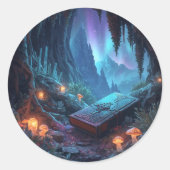 Lanterns, Mushrooms, and a Book Runder Aufkleber (Vorderseite)
