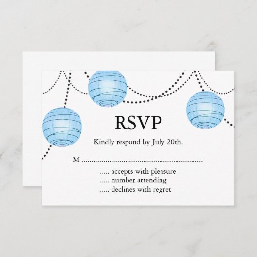 Lanterns UAWG in Blau RSVP Karte (Vorne/Hinten)