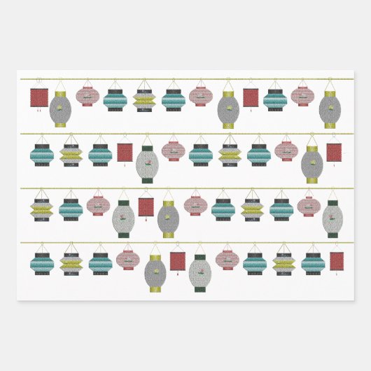 Lanterns Wrapping Paper Sheets Geschenkpapier Set (Vorderseite)