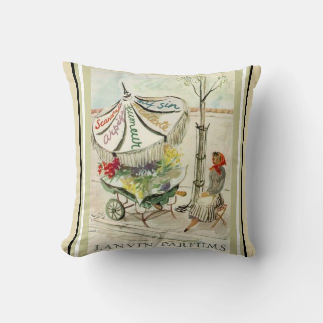 Lanvin Parfums Französisch Print Throw Kissen (Vorderseite)