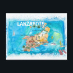 Lanzarote Canarias Spanien Illustrierte Karte<br><div class="desc">Lanzarote Canarias Spanien Illustrierte Karte mit Sehenswürdigkeiten und Highlights</div>