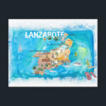 Lanzarote Canarias Spanien Illustrierte Karte<br><div class="desc">Lanzarote Canarias Spanien Illustrierte Karte mit Sehenswürdigkeiten und Highlights</div>