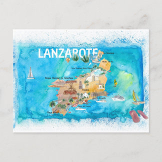 Lanzarote Canarias Spanien Illustrierte Karte