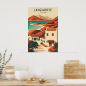Lanzarote Canary Islands Vintage Travel Art Poster (Küche)