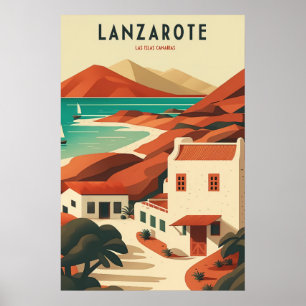 Lanzarote Kanarische Inseln Vintage Reise Kunst Poster