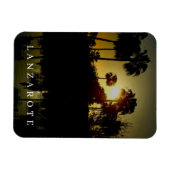 Lanzarote Palmen bei Sonnenuntergang Kühlschrankma Magnet (Horizontal)