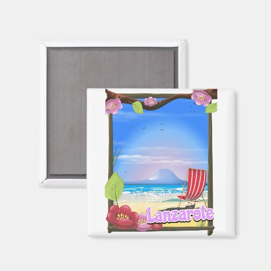 Lanzarote Reiseplakat Magnet (Vorderseite/Rückseite)
