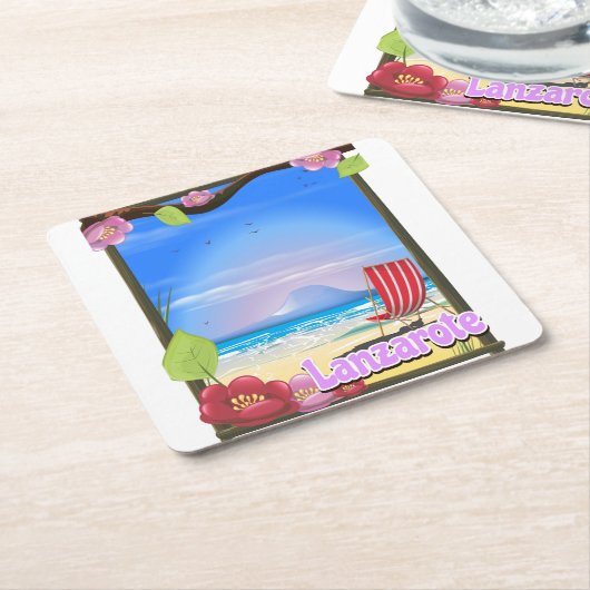 Lanzarote Reiseplakat Rechteckiger Pappuntersetzer (angewinkelt)