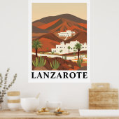 Lanzarote Spain Vintage Travel Desert Art Print Poster (Küche)