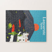 Lanzarote, Spain Vintage Travel Volcanic Landscape Puzzle (Horizontal)