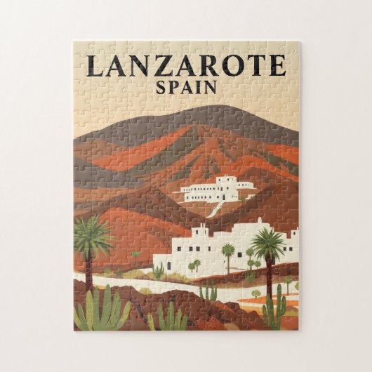 Lanzarote Spanien Puzzle Vintage Reise Szene (Vertikal)