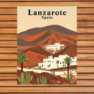 Lanzarote, Spanien Retro Travel Postkarte