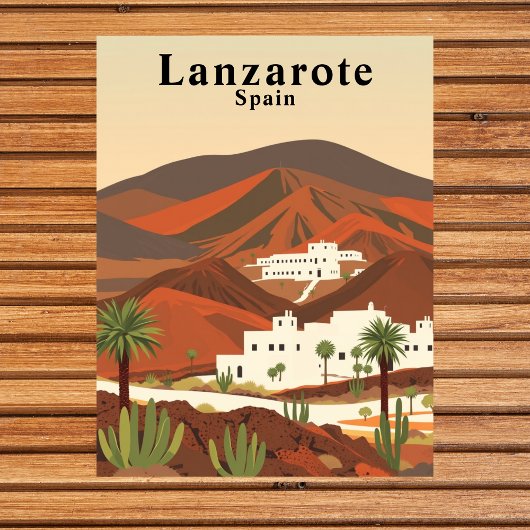 Lanzarote, Spanien Retro Travel Postkarte