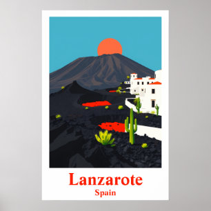 Lanzarote Spanien Vintage Reise Kunst Druck Poster